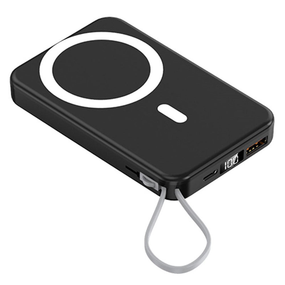 JJT-A51 10000mAh Power Bank Built-in Lightning / Type-C Cable 15W Magnetic Wireless Charging Battery Pack