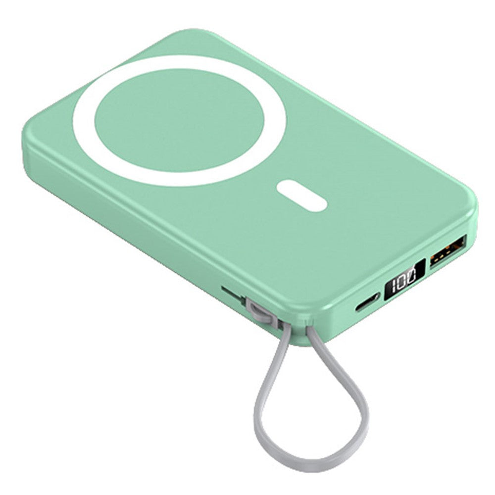 JJT-A51 10000mAh Power Bank Built-in Lightning / Type-C Cable 15W Magnetic Wireless Charging Battery Pack