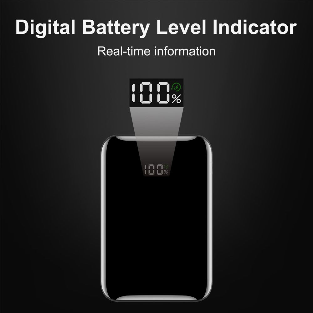 C1018A 5V 2,4A 10000mAh Power Bank med digitalt display Bærbar Telefonoplader Mini Eksternt Batteri med USB-A / Type-C Udgang