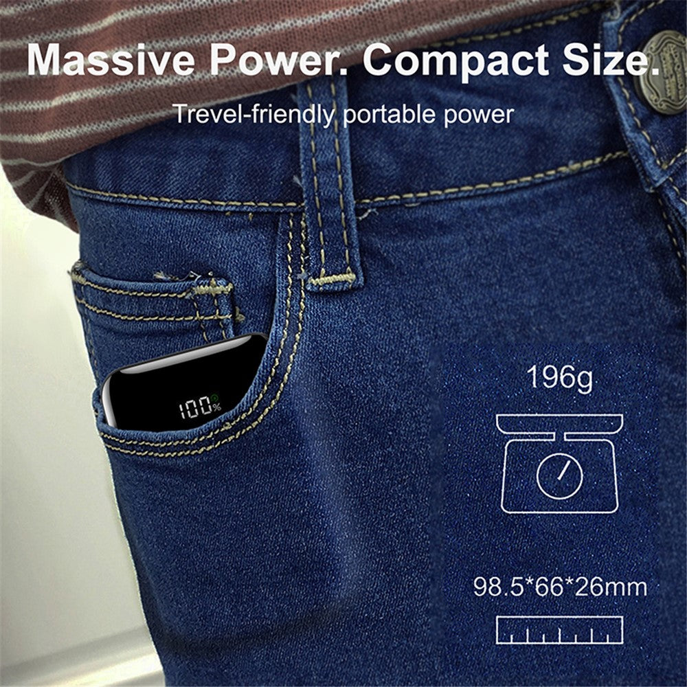 C1018A 5V 2,4A 10000mAh Power Bank med digitalt display Bærbar Telefonoplader Mini Eksternt Batteri med USB-A / Type-C Udgang