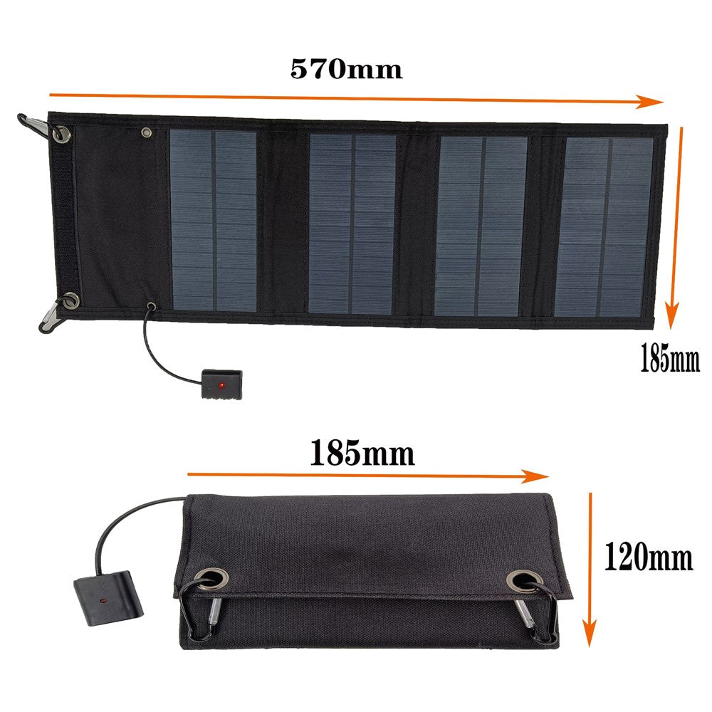 10W 4 Foldable Solar Panel Waterproof Portable Solar Charger with Carabiner for Outdoor Camping, Hiking