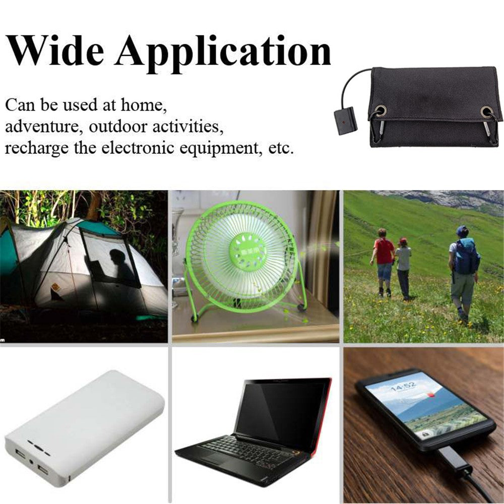 10W 4 Foldable Solar Panel Waterproof Portable Solar Charger with Carabiner for Outdoor Camping, Hiking