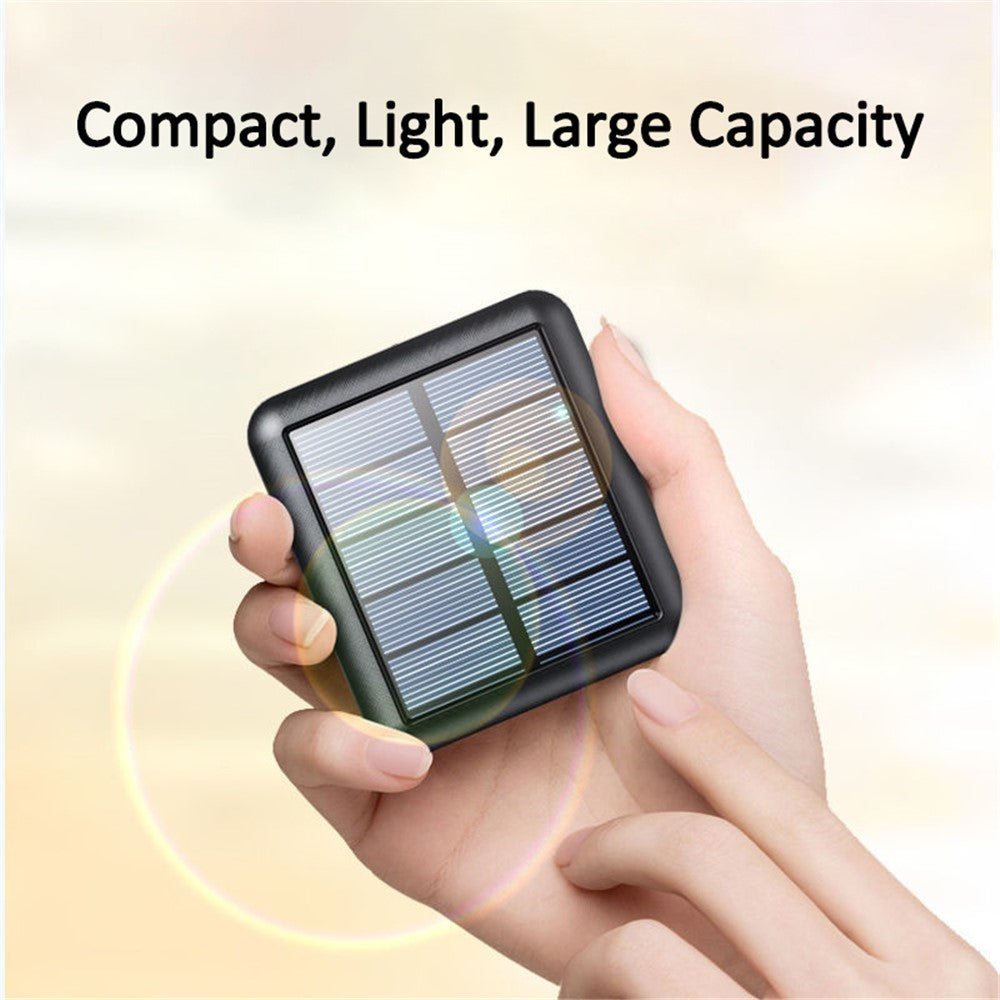 YM-384 6000mAh Portable Flashlight Phone Charger Solar Power Bank External Battery Pack with Cable