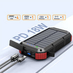 ES983S Solar Power Bank 30000mAh Portable Charger 18W Fast Charging Wireless Charger with Flashlight