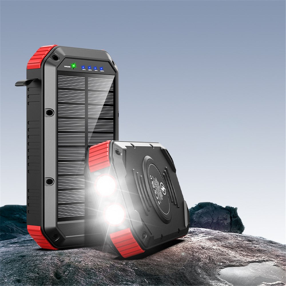 ES983S Solar Power Bank 30000mAh Portable Charger 18W Fast Charging Wireless Charger with Flashlight