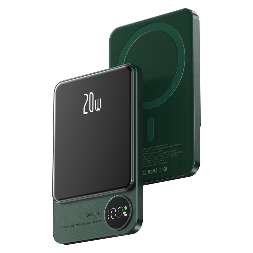 Q9 PD 20W 10000mAh Powerbank Bärbar 15W Magnetisk Trådlös Laddare Kompatibel med MagSafe