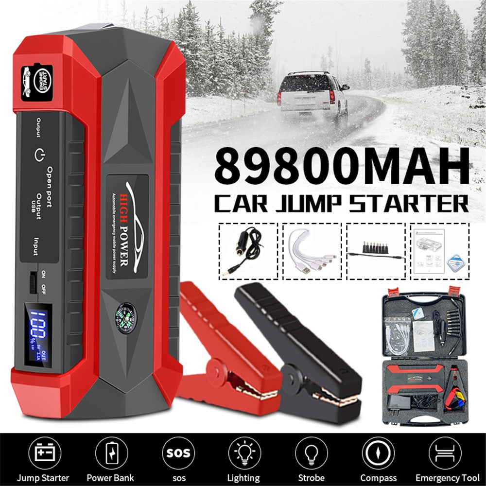 ABS Car Jump Starter 12V 89800mAh Car Emergency Starter 4 USB Power Supply with Light for Gas / Diesel Engine Vehicles
