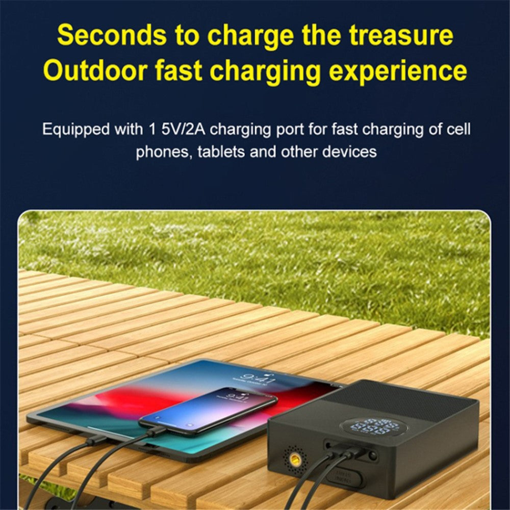 8000mAh 35C Car Jump Starter Phone Battery Charger Tyre Inflator with LED Light, Standard Battery Clip Cable