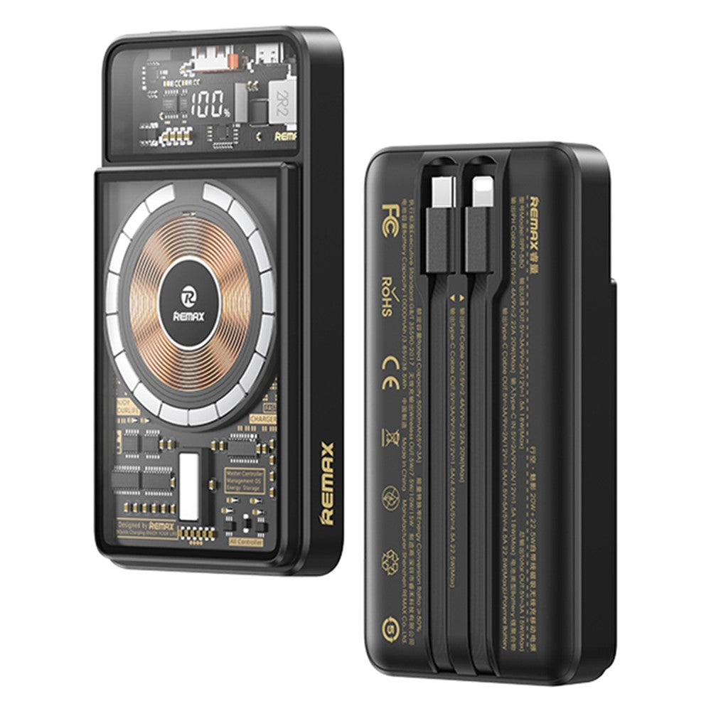 REMAX RPP-580 Walking Phantom 20W + 22.5W Kablet Magnetisk Trådløs Oplader Powerbank 10000mAh Ekstern Batteripakke