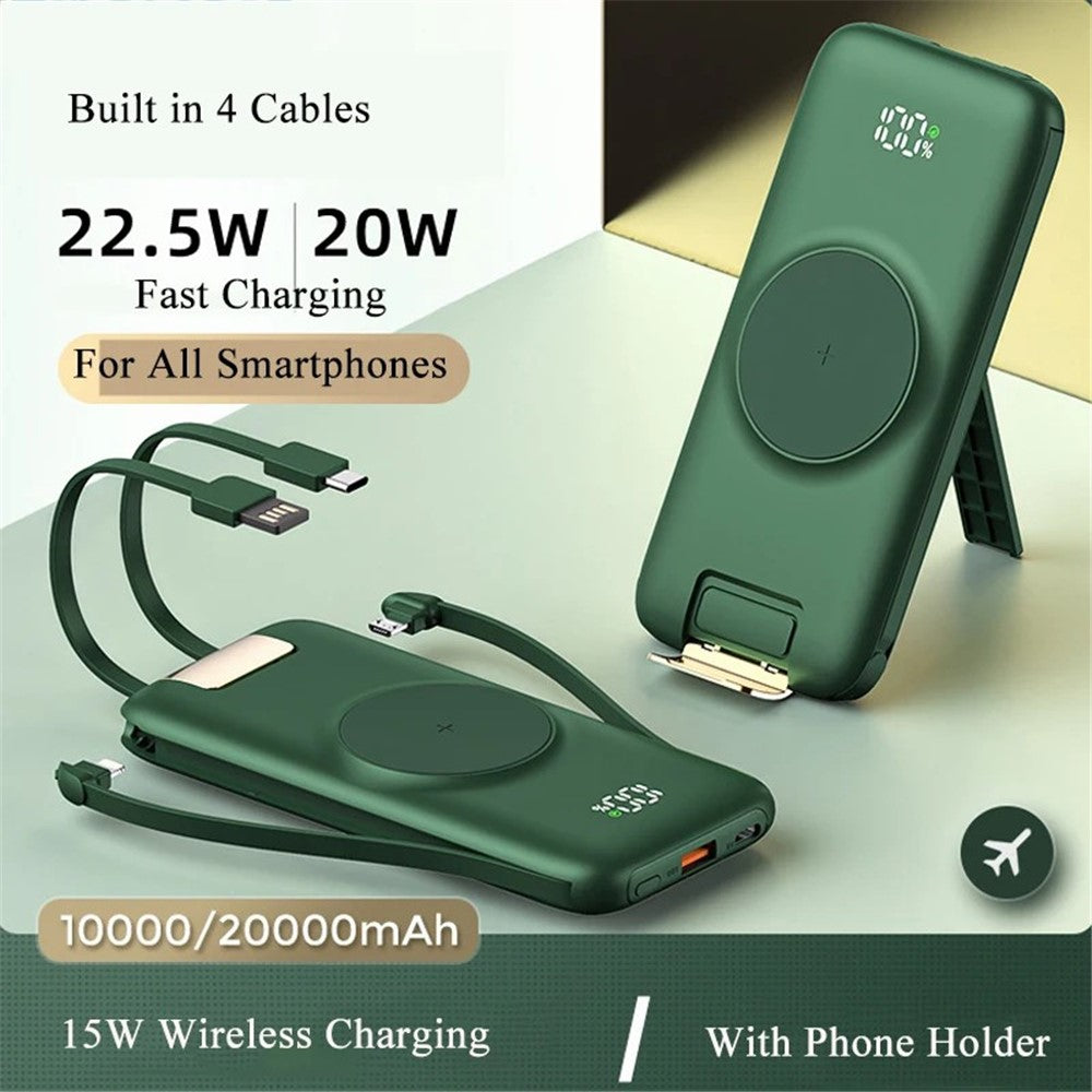 CYKE P2 20000mAh Power Bank with Charging Cable Portable Phone Charger with Stand