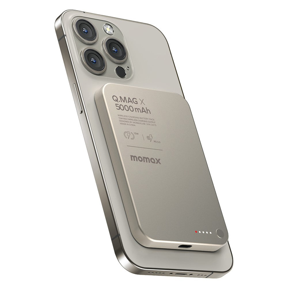 MOMAX Q.MAG X Magnetisk Trådlös Laddare i Metall 5000mAh Mobilmobil Powerbank