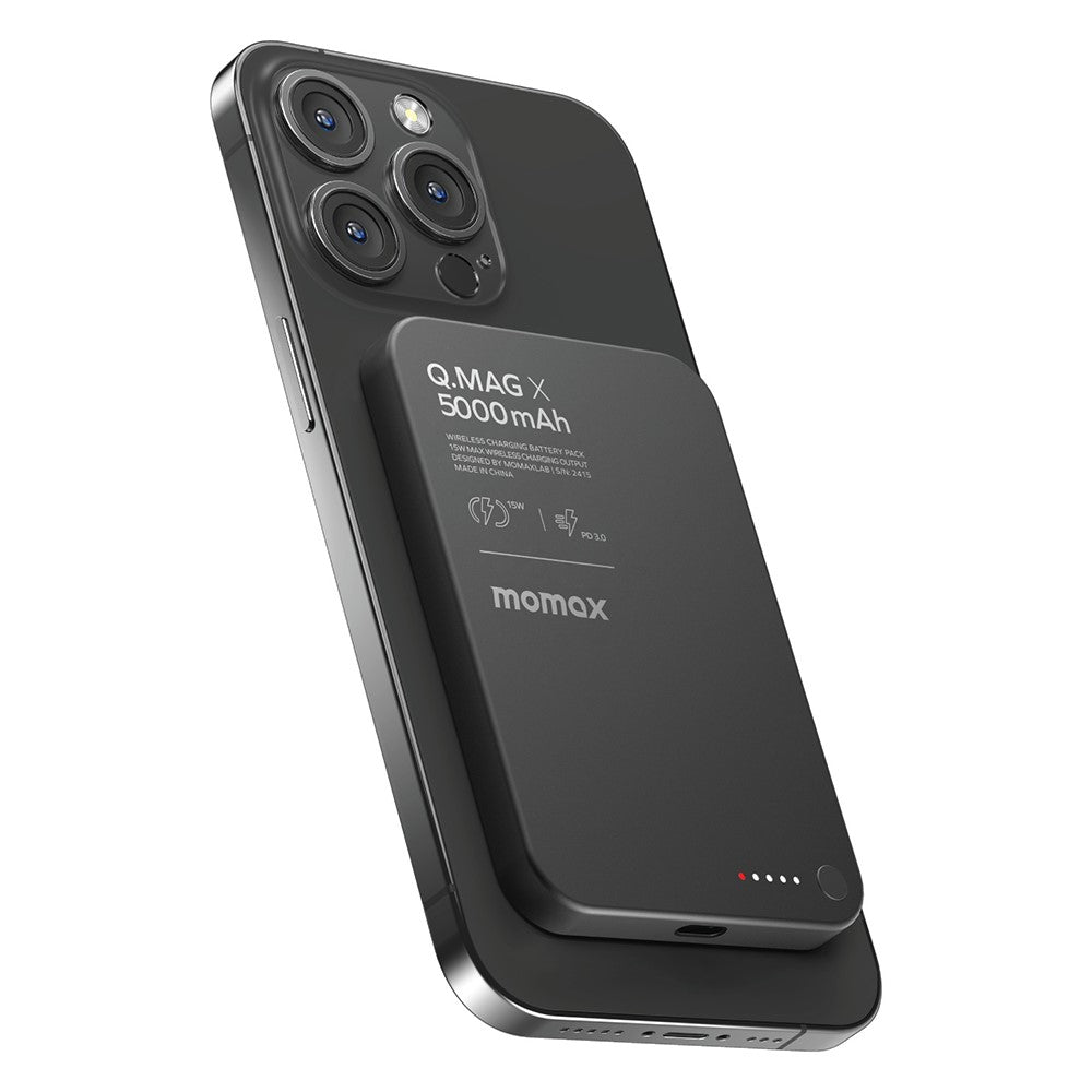 MOMAX Q.MAG X Magnetisk Trådlös Laddare i Metall 5000mAh Mobilmobil Powerbank