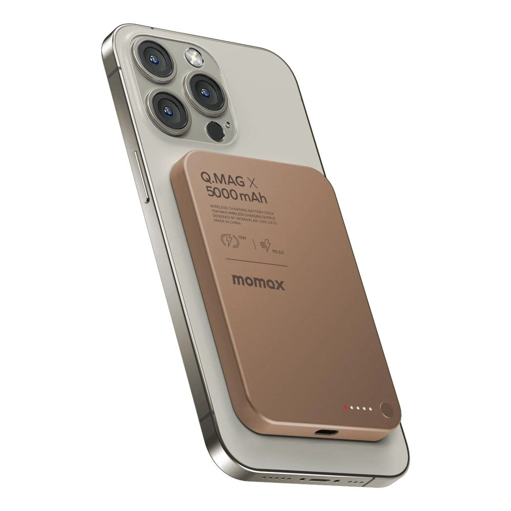 MOMAX Q.MAG X Magnetisk Trådlös Laddare i Metall 5000mAh Mobilmobil Powerbank