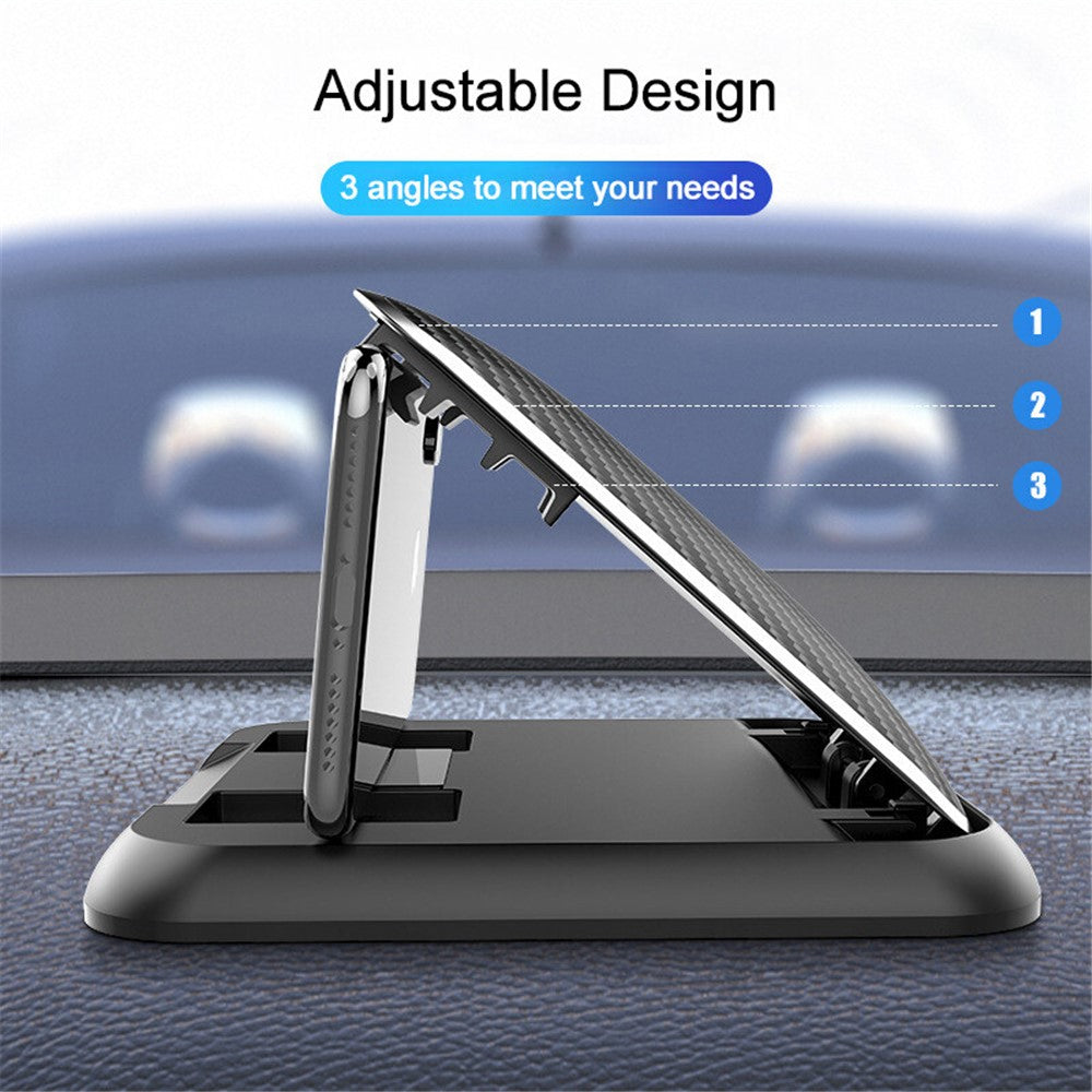 YC-5334 Carbon Fiber Texture Car Phone Holder Dashboard Mount Adjustable Angle Mobile Phone Clip Bracket