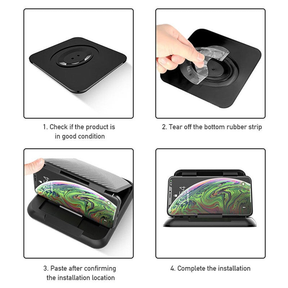 YC-5334 Carbon Fiber Texture Car Phone Holder Dashboard Mount Adjustable Angle Mobile Phone Clip Bracket