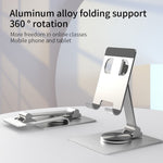 YY-022 Desktop Phone Tablet Holder Stand 360-Degree Rotatable Aluminum Alloy Bracket