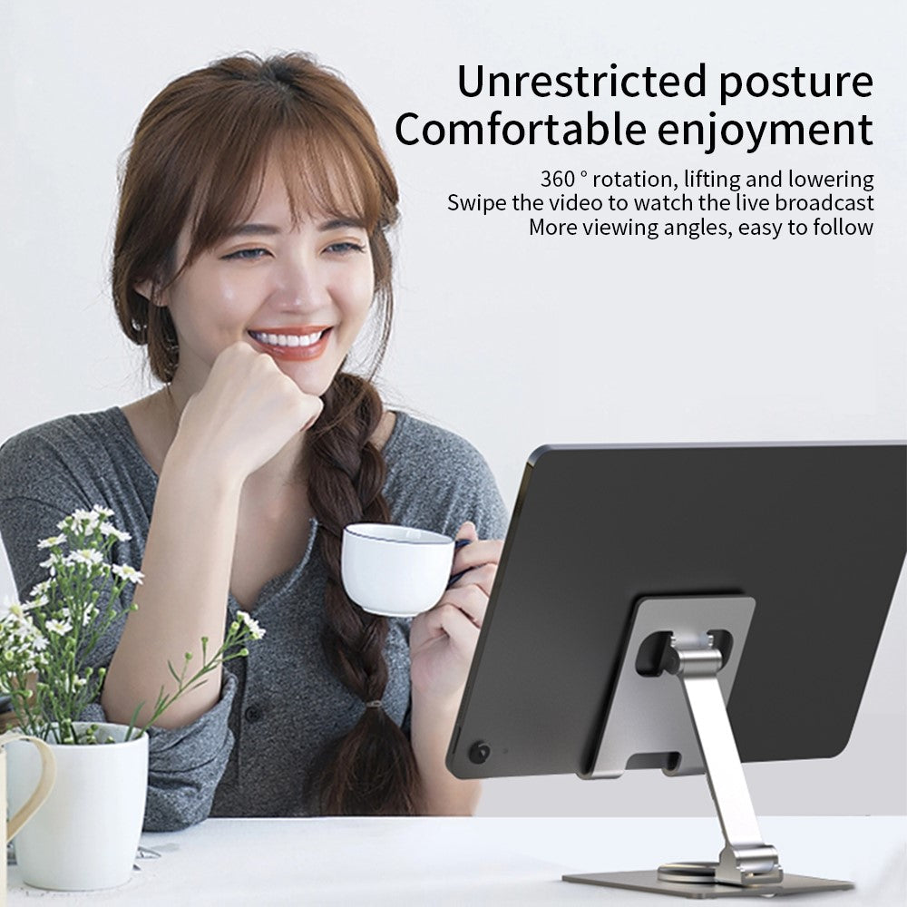 YY-022 Desktop Phone Tablet Holder Stand 360-Degree Rotatable Aluminum Alloy Bracket