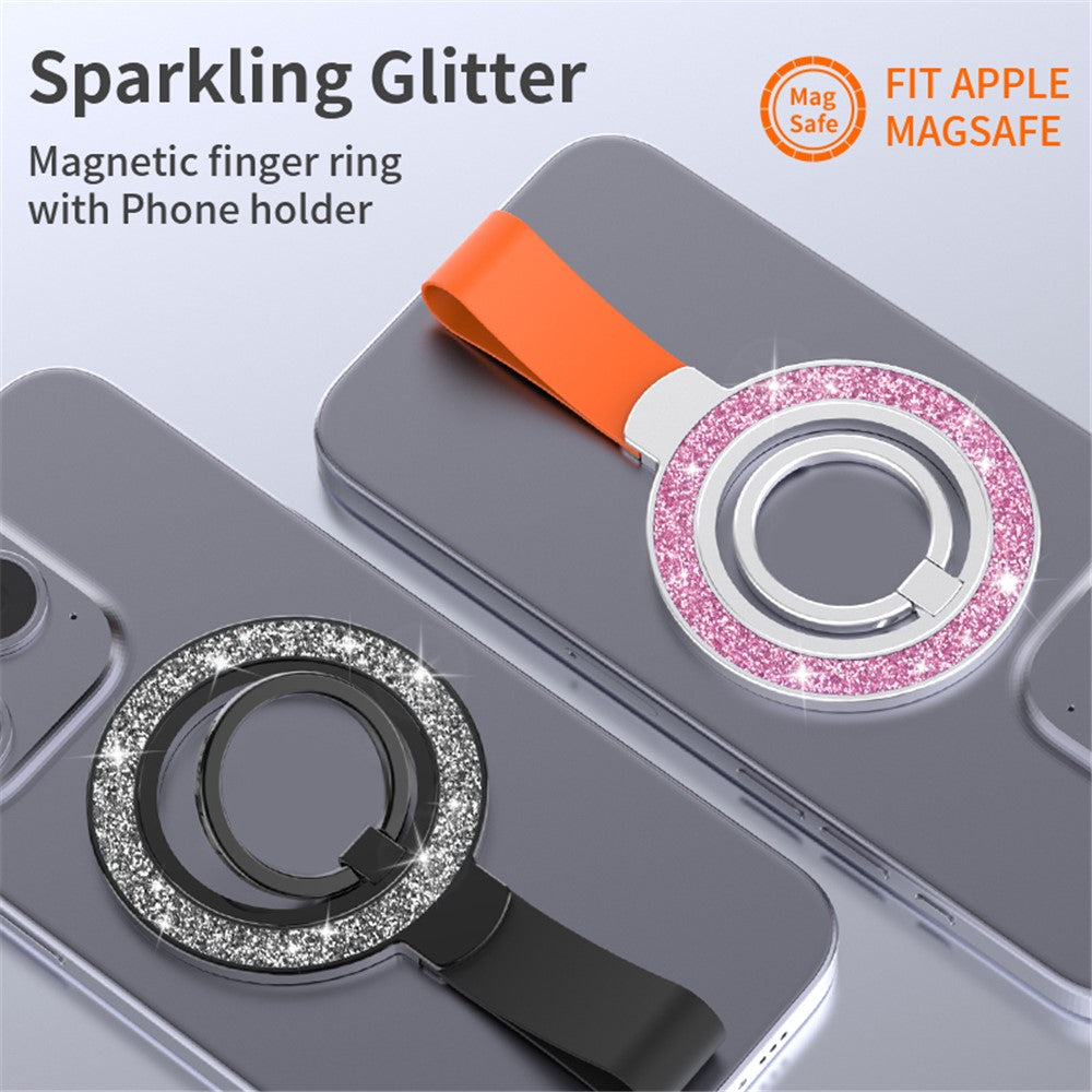 Magnetic Phone Ring Holder Glittery Finger Grip Phone Back Kickstand