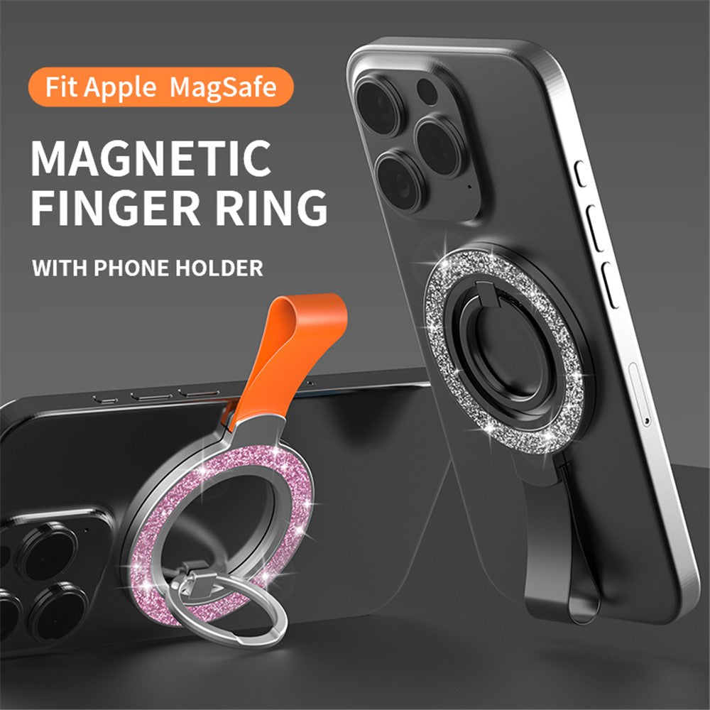 Magnetic Phone Ring Holder Glittery Finger Grip Phone Back Kickstand