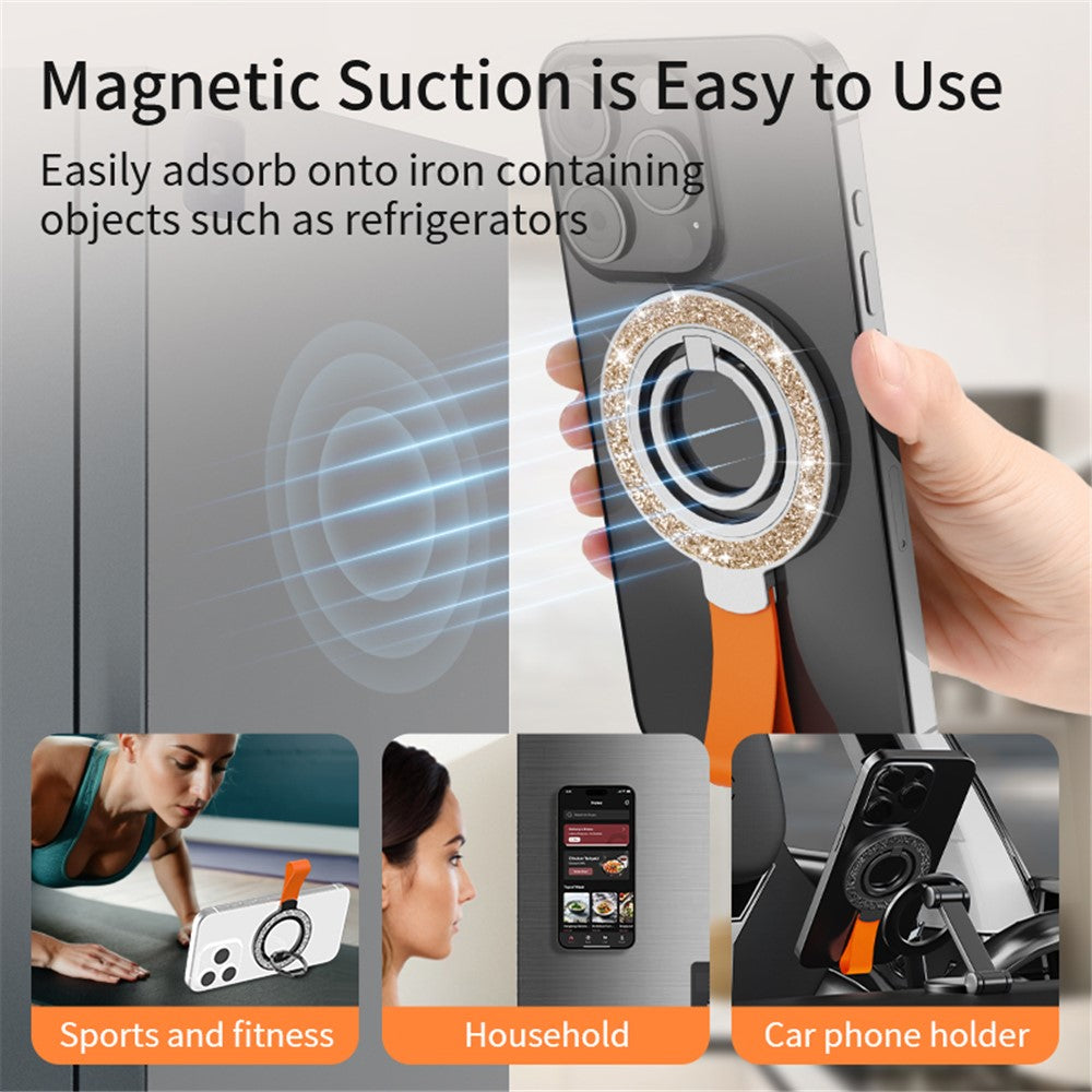 Magnetic Phone Ring Holder Glittery Finger Grip Phone Back Kickstand