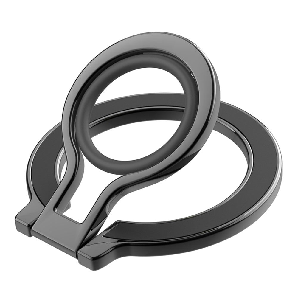 Zinc Alloy 360-Degree Rotating Magnetic Phone Ring Kickstand with Silicone Strap