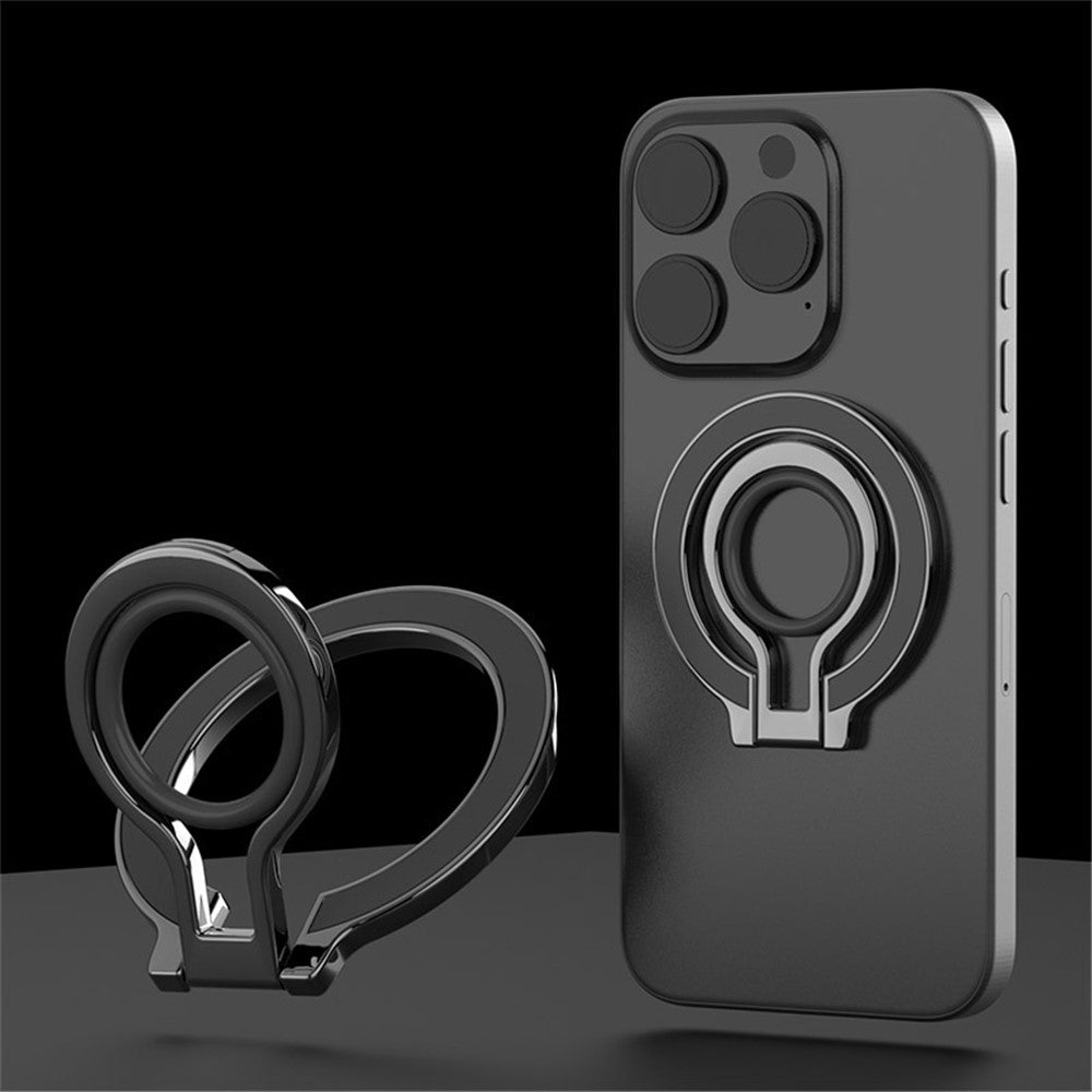 Zinc Alloy 360-Degree Rotating Magnetic Phone Ring Kickstand with Silicone Strap