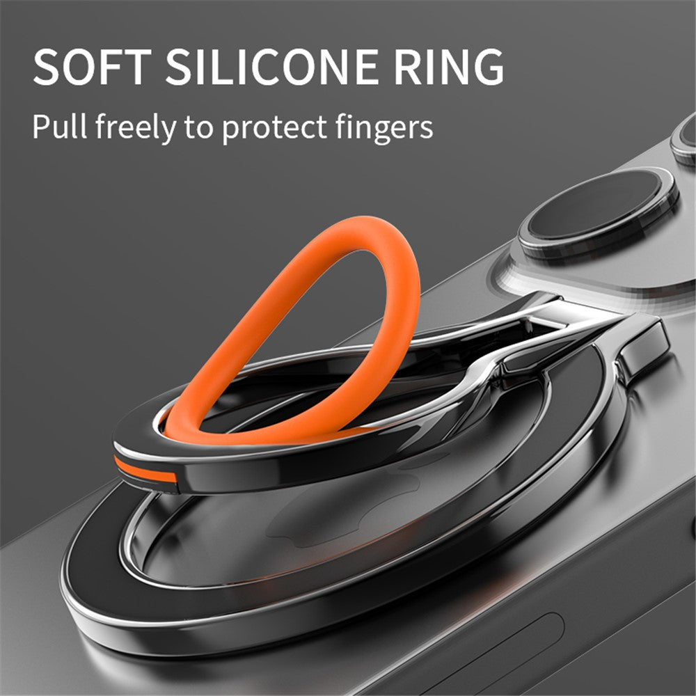 Zinc Alloy 360-Degree Rotating Magnetic Phone Ring Kickstand with Silicone Strap