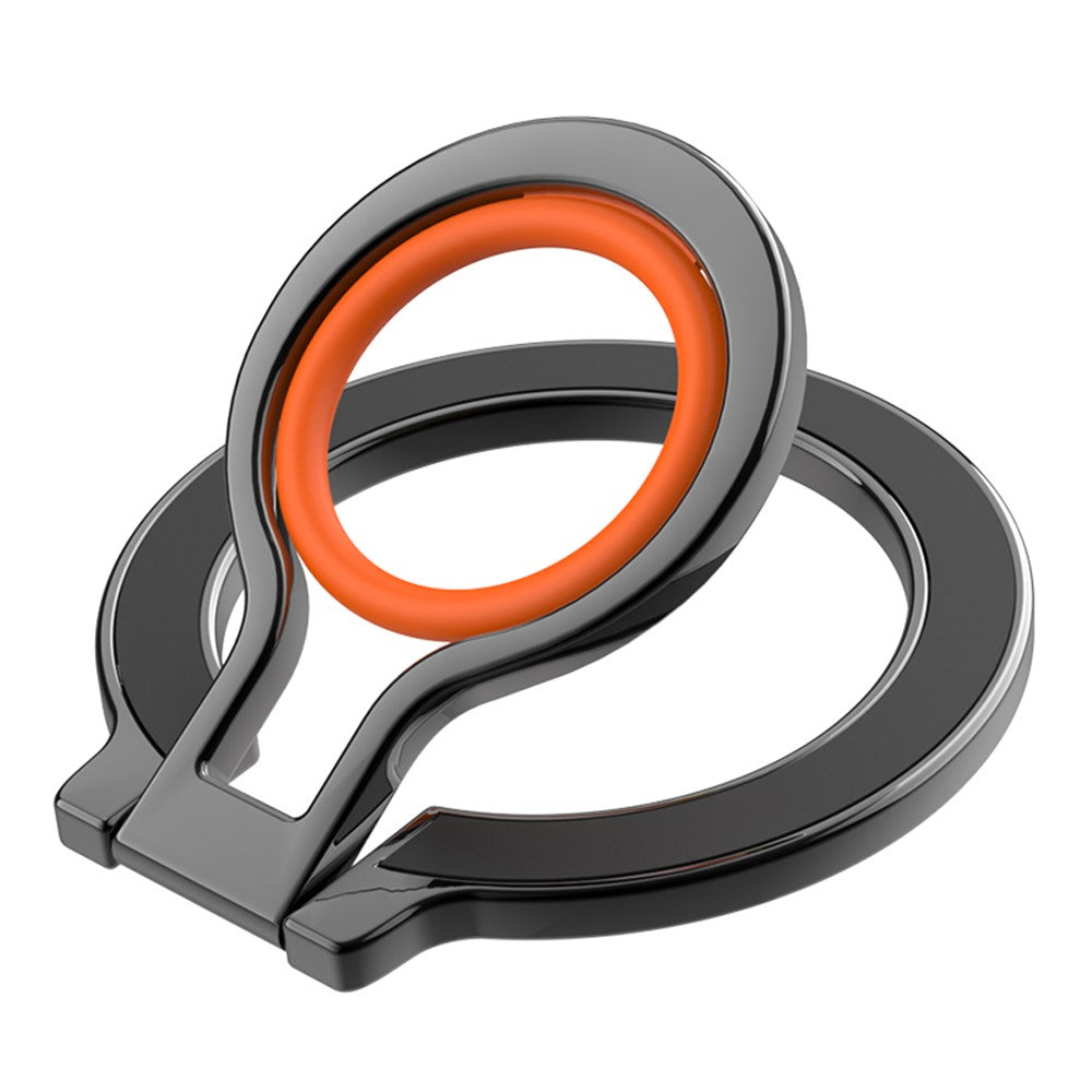 Zinc Alloy 360-Degree Rotating Magnetic Phone Ring Kickstand with Silicone Strap