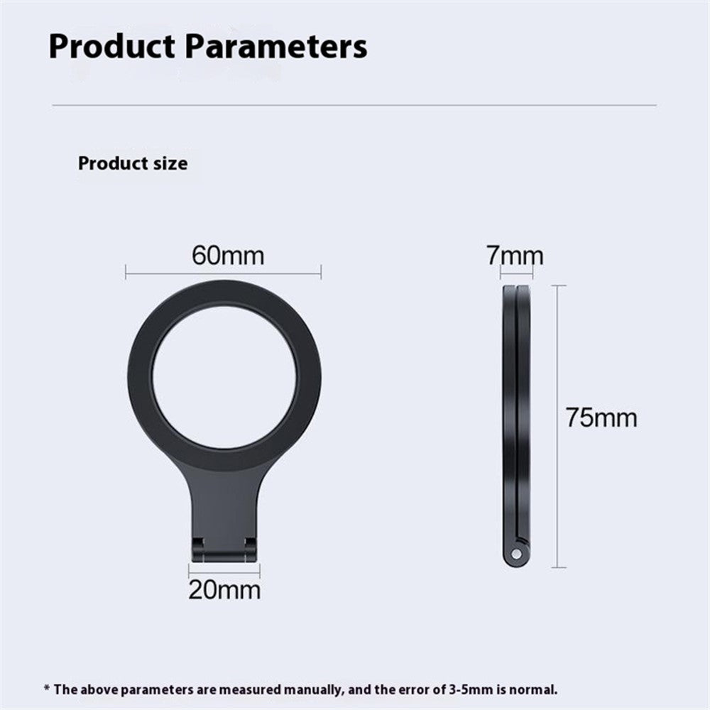 D59 Magnetic Phone Back Dual Ring Holder Aluminum Alloy Support Kickstand Finger Ring Grip