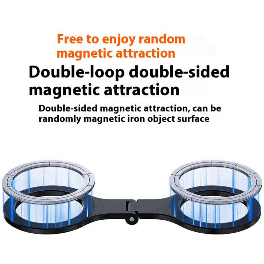 D59 Magnetic Phone Back Dual Ring Holder Aluminum Alloy Support Kickstand Finger Ring Grip