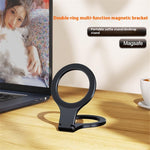 D59 Magnetic Phone Back Dual Ring Holder Aluminum Alloy Support Kickstand Finger Ring Grip