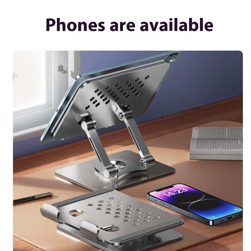 XWJ-2081 Rhombus Hollow-Out Desktop Stand with 360 Degree Rotating Base for Phones / Tablets