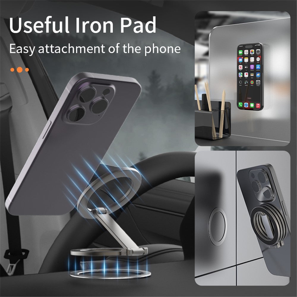 Alloy Folding Phone Holder Magnetic Car Desktop Phone Bracket With Iron Pad