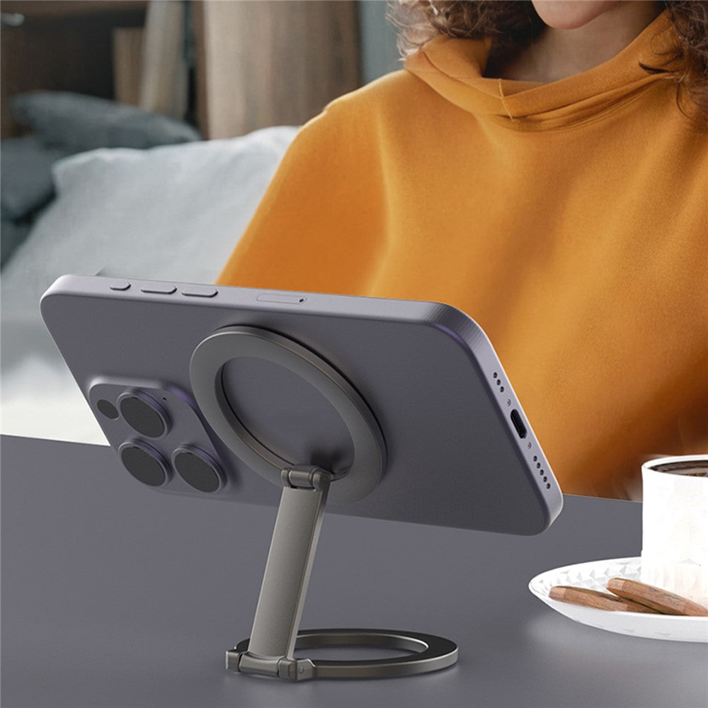Alloy Folding Phone Holder Magnetic Car Desktop Phone Bracket With Iron Pad