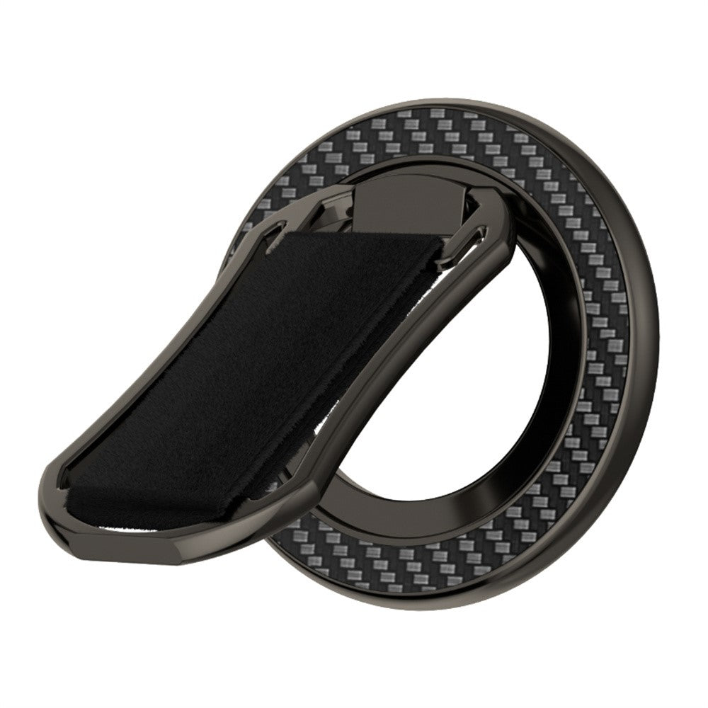 Carbon Fiber Pattern Magnetic Stand Ring Holder Foldable Rotatable Wrist Strap Bracket with Magnetic Pad