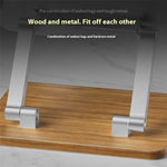 J32 Adjustable Laptop Stand Foldable Wood Base Metal Cooling Riser Desktop Bracket