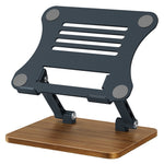 J32 Adjustable Laptop Stand Foldable Wood Base Metal Cooling Riser Desktop Bracket