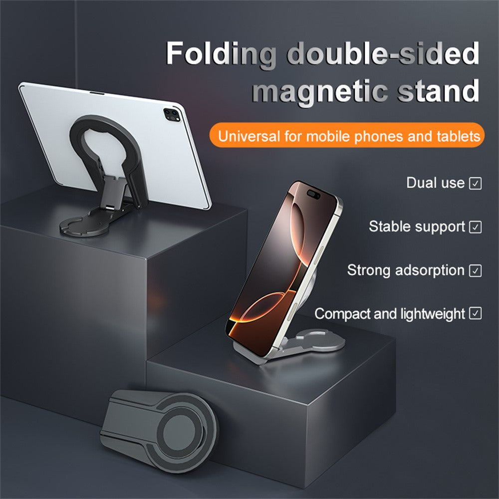 Dual-Side Magnetic Foldable Stand For Phones Tablets Compact Adjustable Viewing Angles Desktop Holder