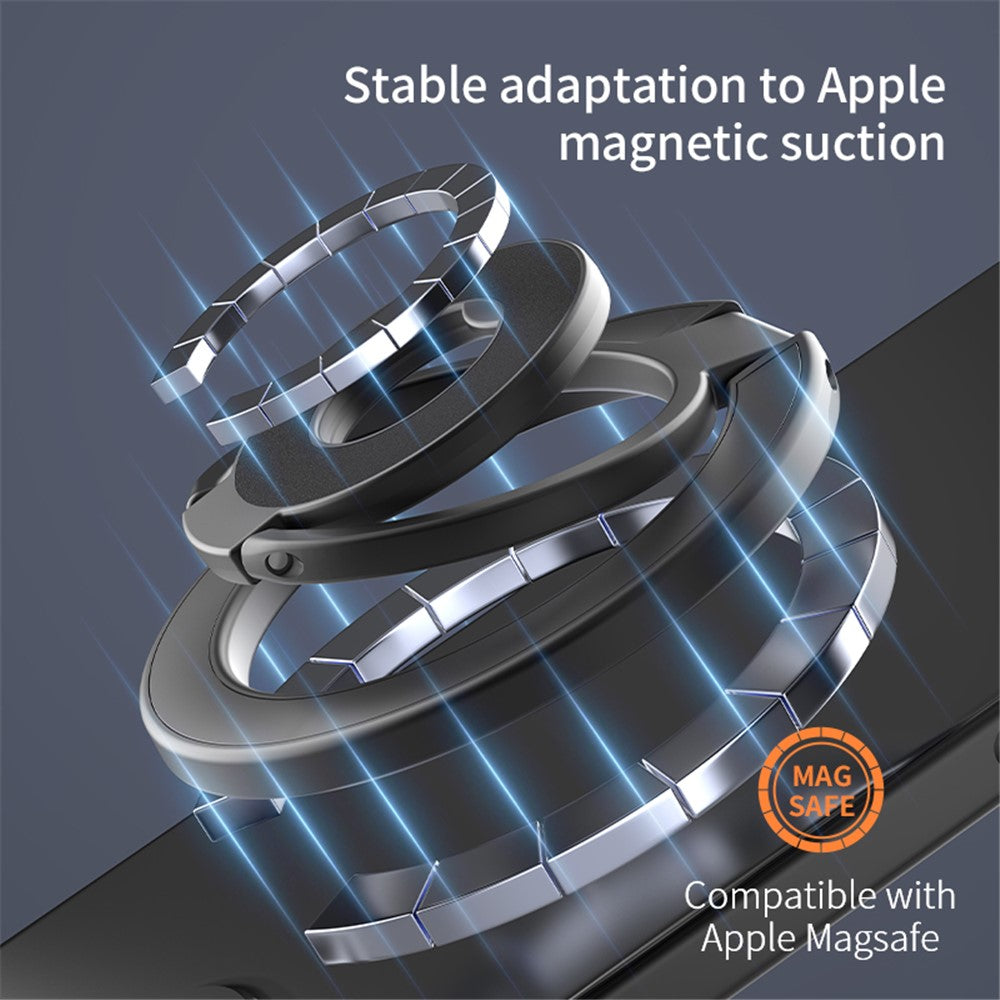 Tri-Fold Magnetic Kickstand Adjustable Angle Phone Metal Ring Holder