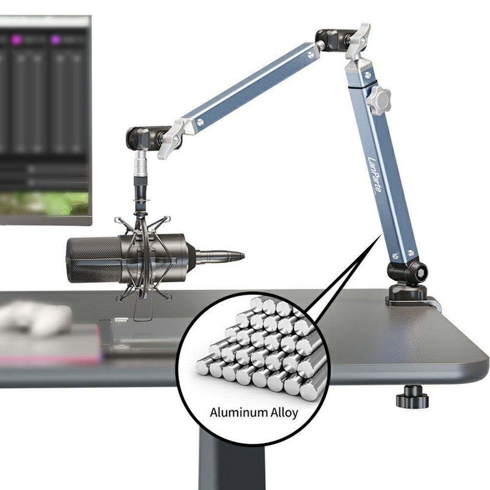 LANPARTE B-DMS-01 Clip On Heavy Duty Microphone Holder Three Sections Adjustable Boom Arm Stand