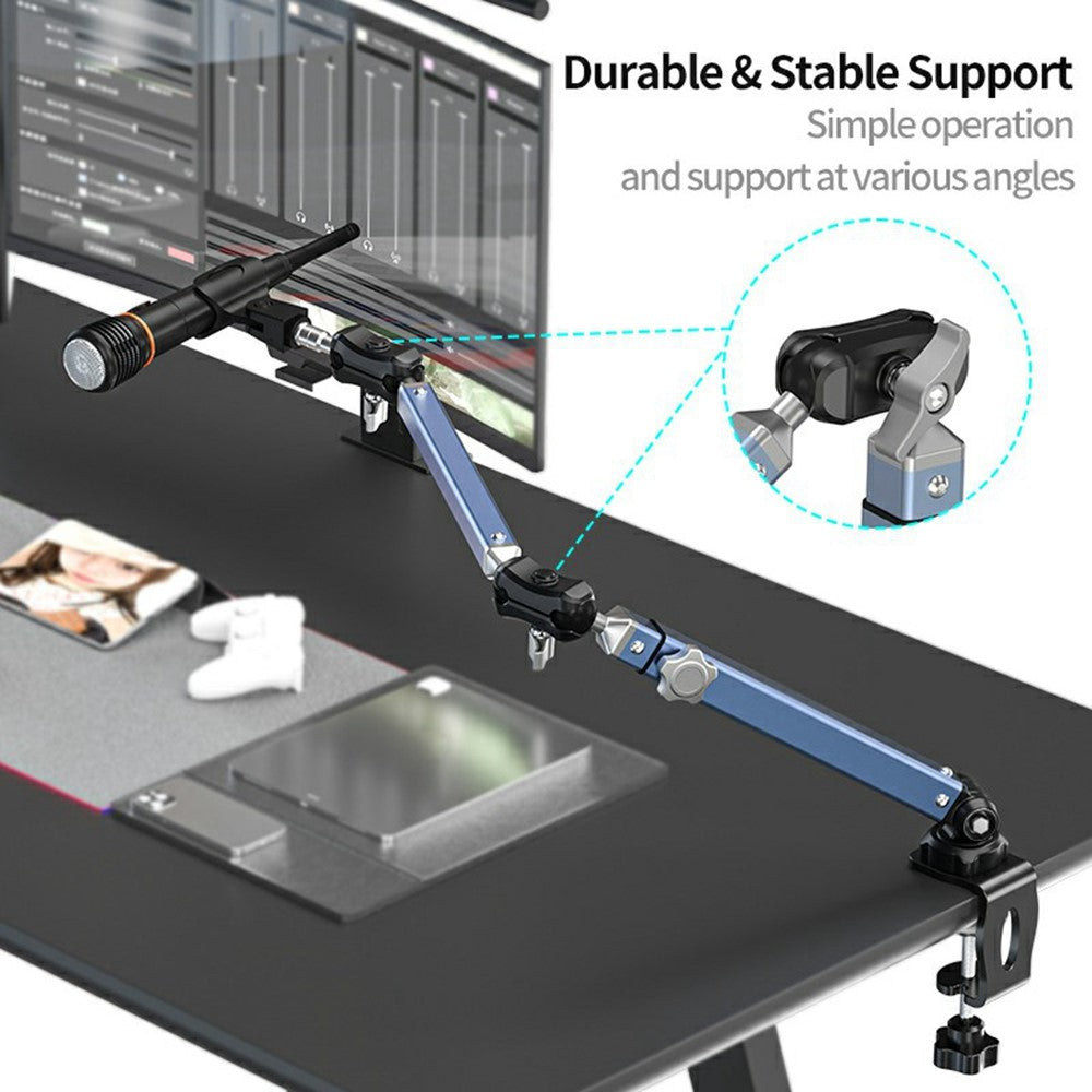 LANPARTE B-DMS-01 Clip On Heavy Duty Microphone Holder Three Sections Adjustable Boom Arm Stand