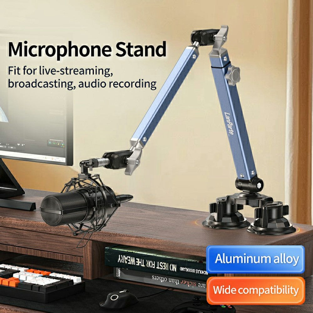 LANPARTE DMS-02 Three Sections Adjustable Heavy Duty Microphone Boom Arm Stand with Suction Cups