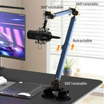 LANPARTE DMS-02 Three Sections Adjustable Heavy Duty Microphone Boom Arm Stand with Suction Cups
