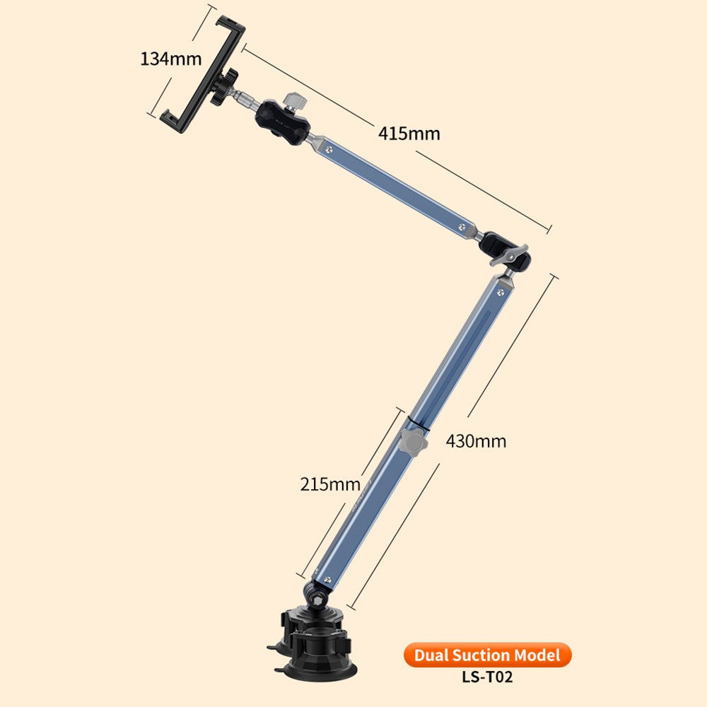 LANPARTE LS-T02 Dual Suction Cup Tablet Stand Angle Adjustable Foldable Desktop Phone Bracket
