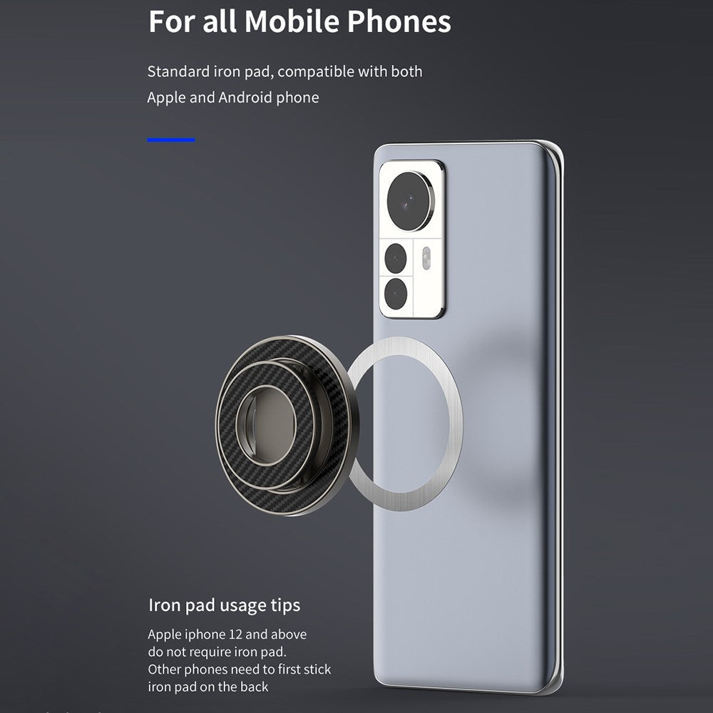 Foldable Metal Kickstand Carbon Fiber Texture Double-Sided Magnetic Holder