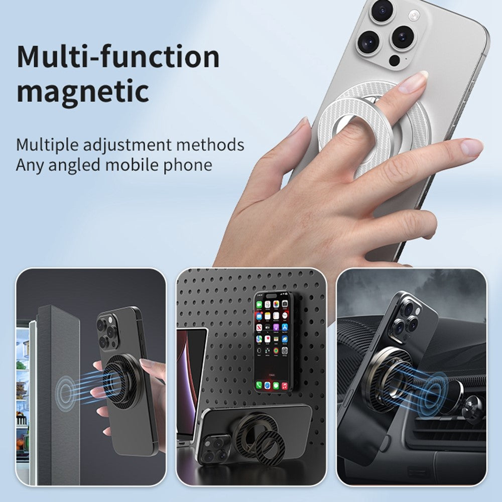 Foldable Metal Kickstand Carbon Fiber Texture Double-Sided Magnetic Holder