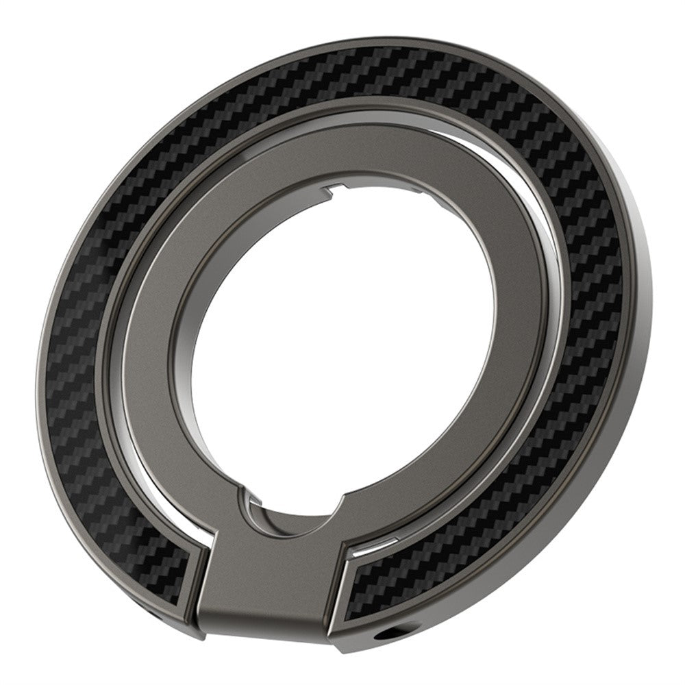 Dual Axis Carbon Fiber Textured Foldable Metal Magnetic Phone Back Ring Stand Multi Angle Viewing Kickstand