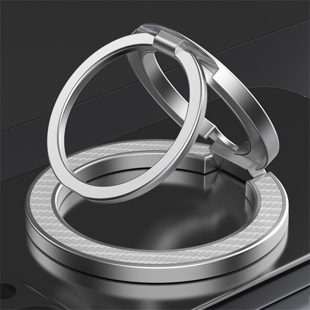 Dual Axis Carbon Fiber Textured Foldable Metal Magnetic Phone Back Ring Stand Multi Angle Viewing Kickstand