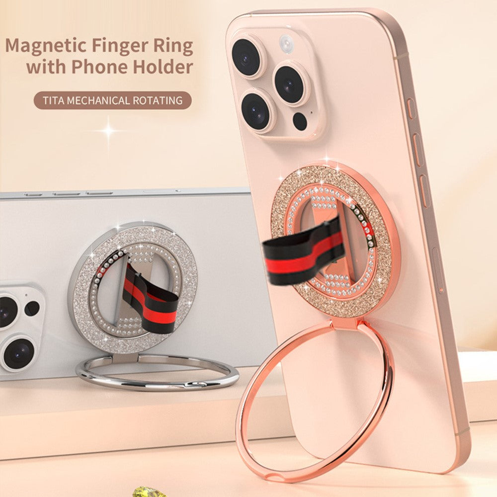 Phone Ring Kickstand 360 Degree Rotation Glitter Rhinestones Magnetic Holder