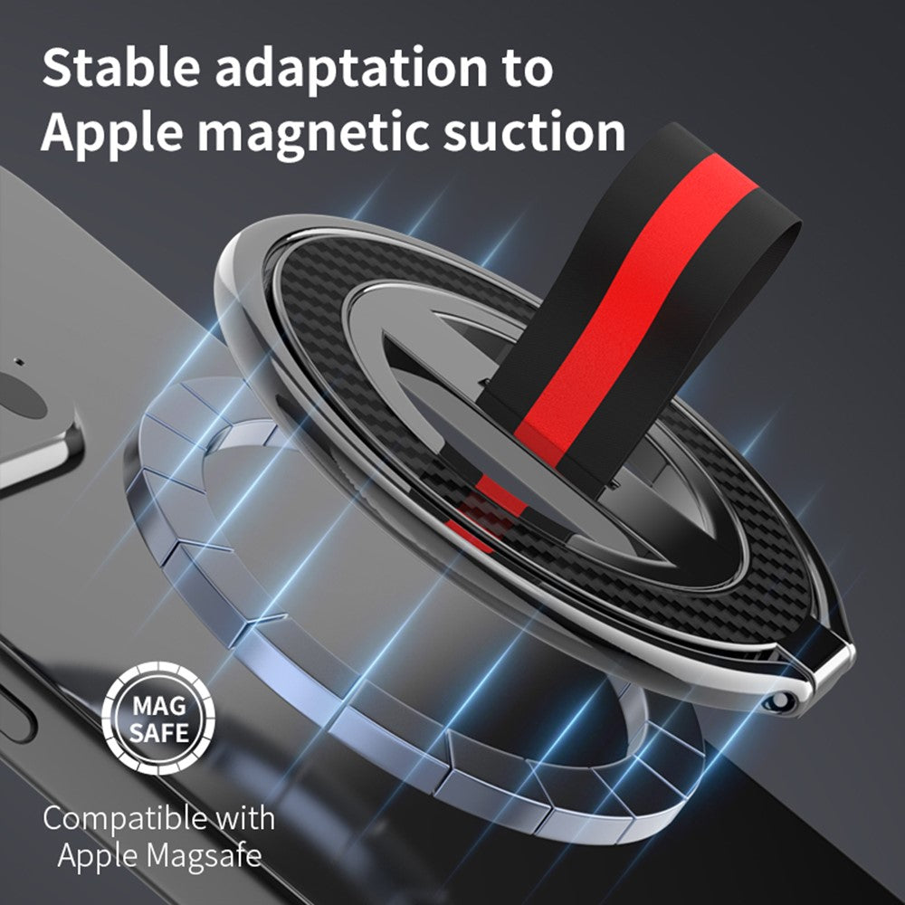 Carbon Fiber Texture Ring Kickstand 360 Degree Rotation Magnetic Phone Holder